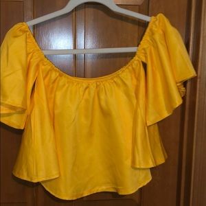 Off the shoulder yellow top